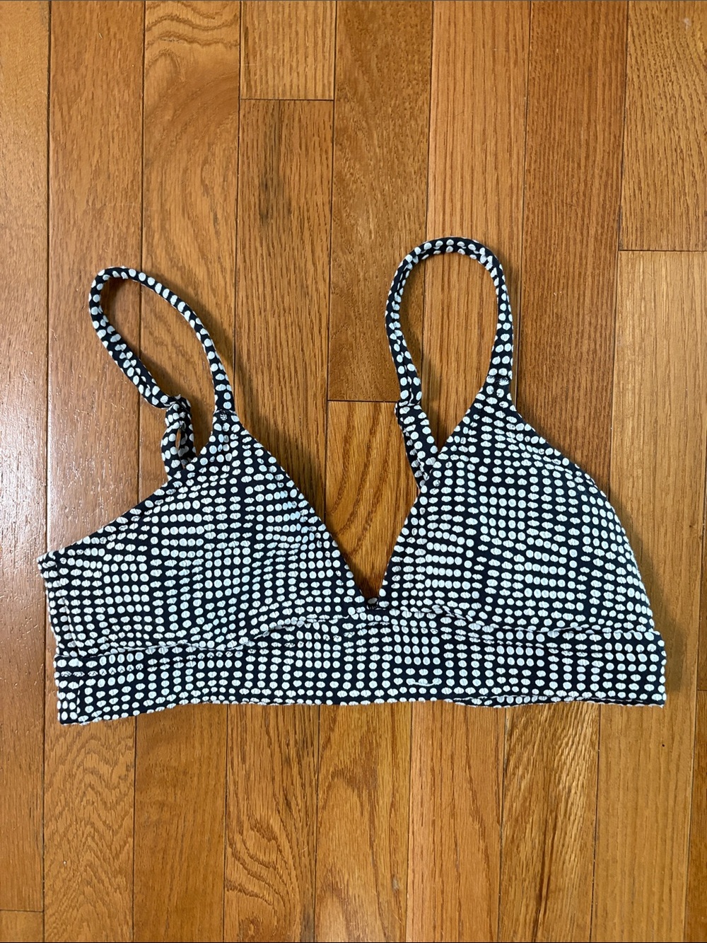 Aerie Black & White Dot Padded Bikini Top Triangle Large